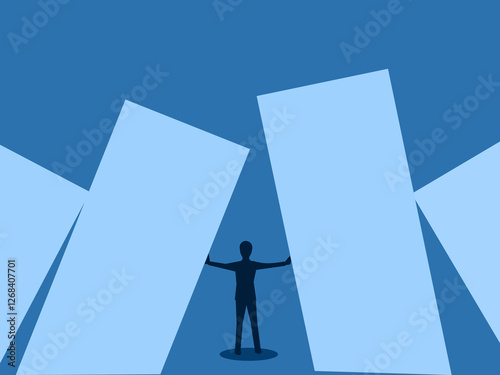 Stop the crisis, Businessman stops the domino effect