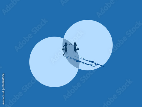 Merger, Deal, Agreement, Businessman shaking hands on circle area