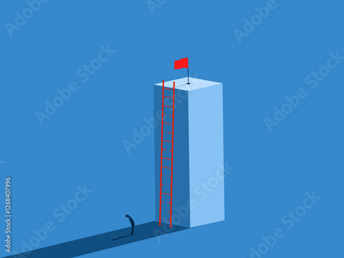 Solve problems, Obstacle, Businessman looking at the broken stairs to decide