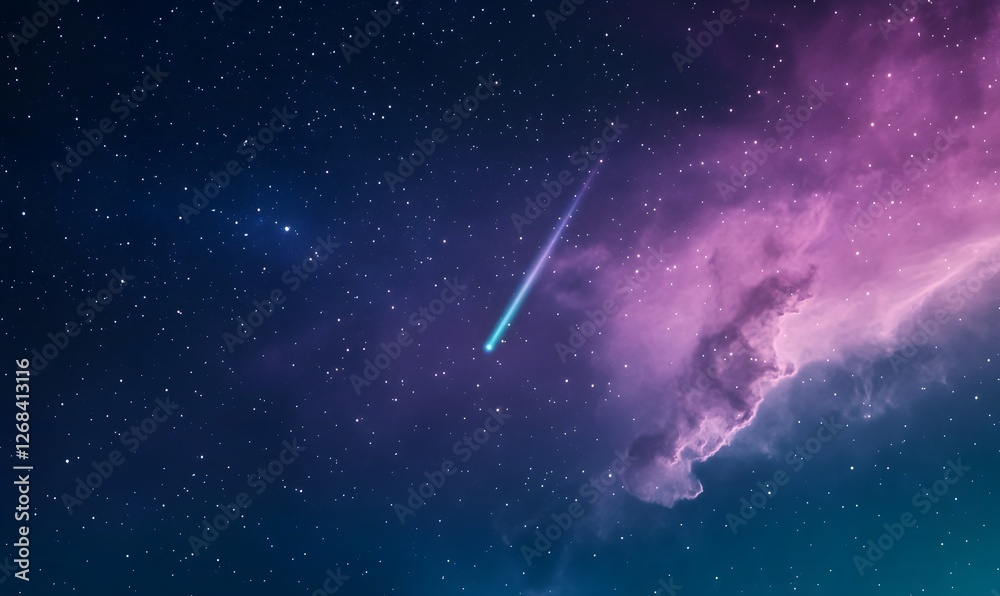 Fototapeta premium Deep in the universe, comets streak across the starry sky, Generative AI