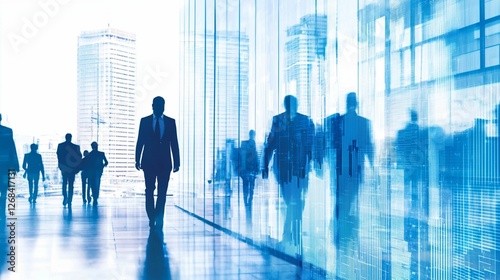 Obraz na płótnie Corporate Professionals Walking in Modern Cityscape w salonie