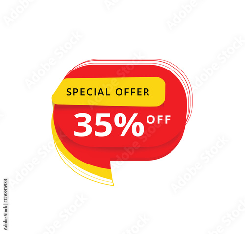 35 percent off discount label or price tag special offer. vector design icon.