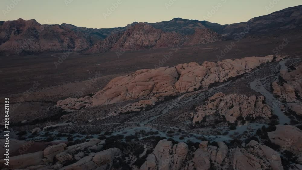 Sunrise drone aerials of a Desert Canyon in Nevada Sunrise drone aerials of a Desert Canyon in Nevada