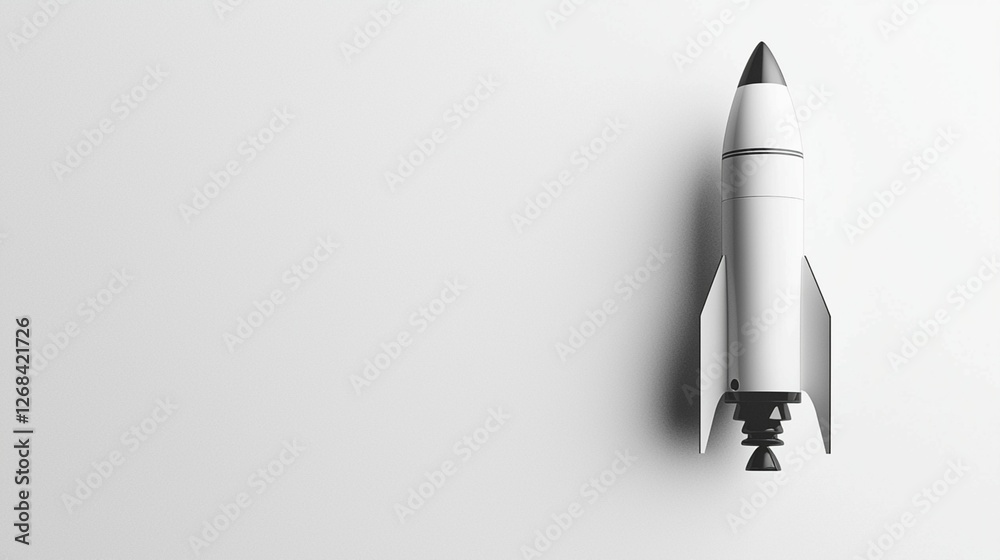 Minimalist Design of a White Rocket on a Plain Background Minimalist Design of a White Rocket on a Plain Background
