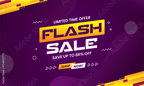 Adobe Illustrator ArtworkFlash sale promo banner with discount offer. Flash sale banner background. Flash sale special offer banner for social media post or website banner