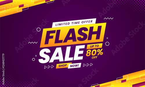 Flash sale promo banner with discount offer. Flash sale banner background. Flash sale special offer banner for social media post or website banner