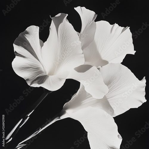 Elegant white flowers, dark background, studio shot, floral design