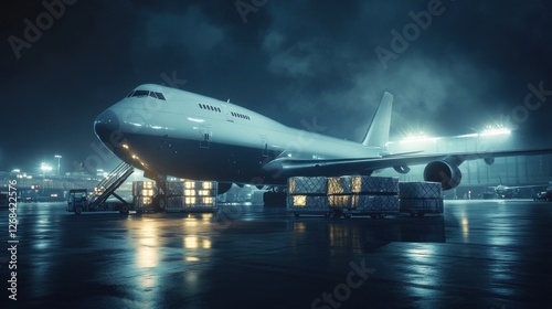 Wallpaper Mural Cargo plane night loading airport logistics Torontodigital.ca