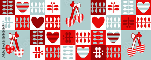 Spring horizontal banner for Martisor celebration design. Print for cup, mug, postcard, sticker. Vector illustration.