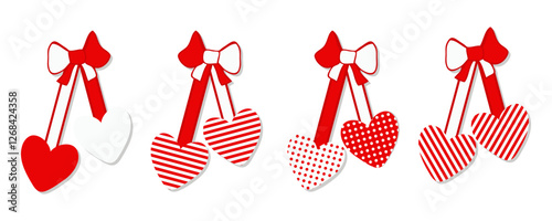 Geometric collection of Martisor symbols, talismans for March 1st day of spring. Traditional holiday in Romania and Moldova. Isolated vector illustration.