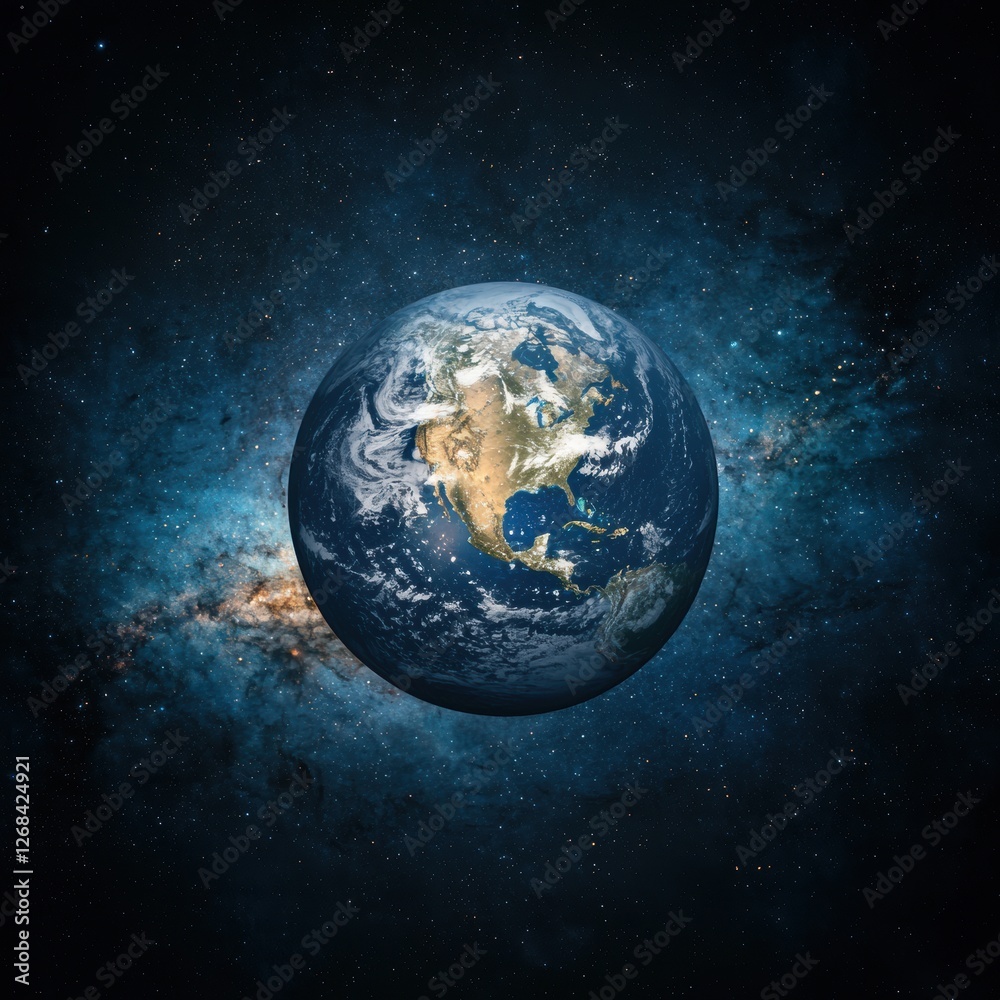 Fototapeta premium Artistic Representation of Earth's Core with Cosmic Background