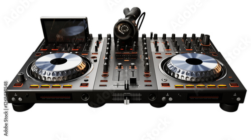 Plakat Professional DJ Mixer Console with Integrated Screen