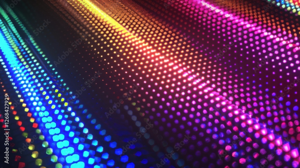 Obraz premium A futuristic cyberpunk-style background featuring glowing neon lights and a digital matrix. technology-themed designs, gaming, and sci-fi