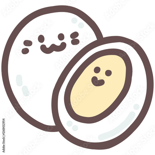 Boiled eggs doodle cartoon hand drawing