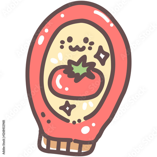 Tomato ketchup doodle cartoon hand drawing