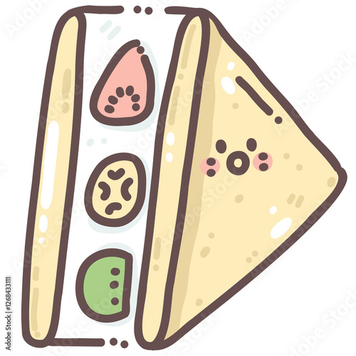 Japanese Fruit Sando (Fruit Sandwich) doodle cartoon hand drawing