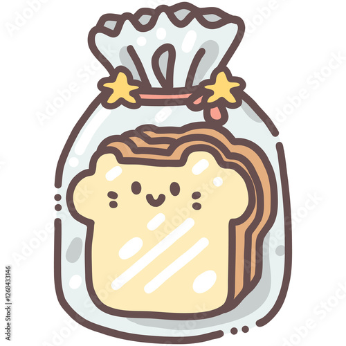 Bread in a plastic bag doodle cartoon hand drawing