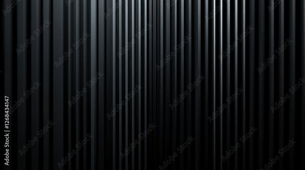 Black background with vertical lines, 3D rendering illustration. Black abstract wallpaper design for banner and poster. Dark black wall texture with copy space. Modern minimalist design. Black background with vertical lines, 3D rendering illustration. Black abstract wallpaper design for banner and poster. Dark black wall texture with copy space. Modern minimalist design.