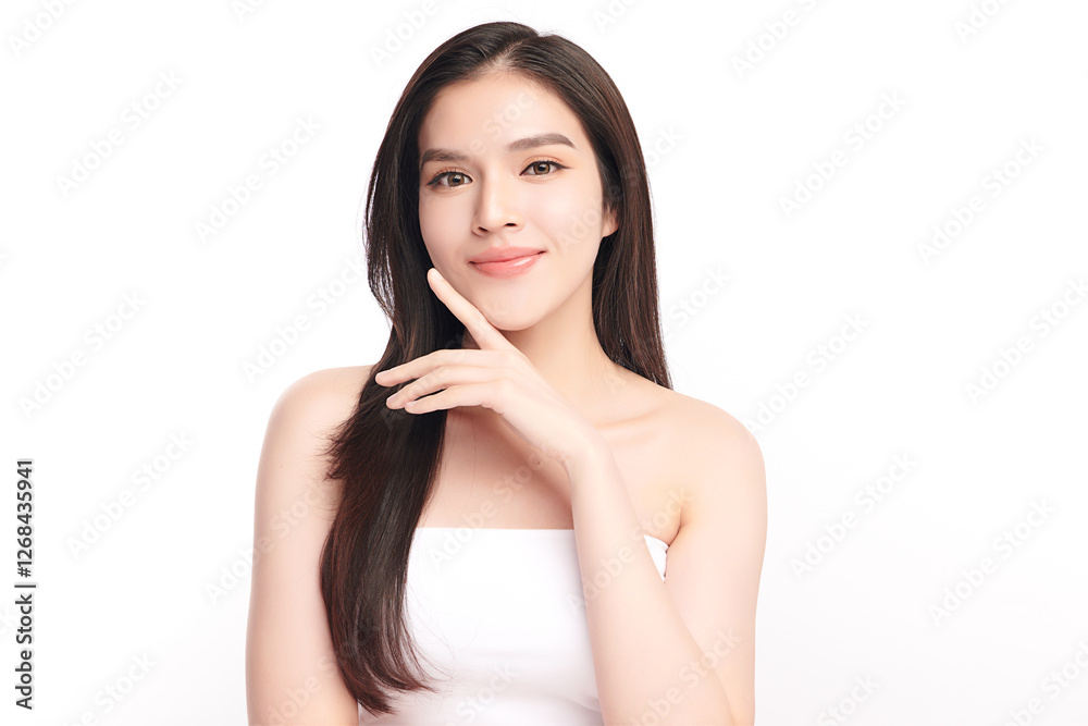 Beautiful young asian woman with clean fresh skin on white background, Face care, Facial treatment, Cosmetology, beauty and spa, Asian women portrait. Beautiful young asian woman with clean fresh skin on white background, Face care, Facial treatment, Cosmetology, beauty and spa, Asian women portrait.