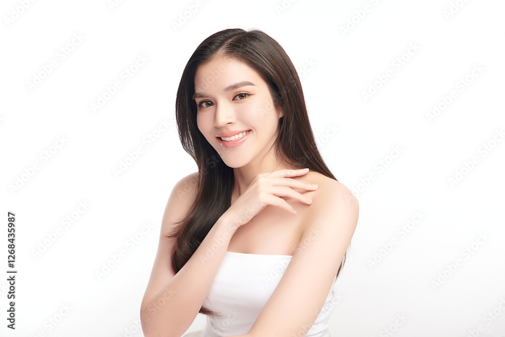 Beautiful young asian woman with clean fresh skin on white background, Face care, Facial treatment, Cosmetology, beauty and spa, Asian women portrait. Beautiful young asian woman with clean fresh skin on white background, Face care, Facial treatment, Cosmetology, beauty and spa, Asian women portrait.