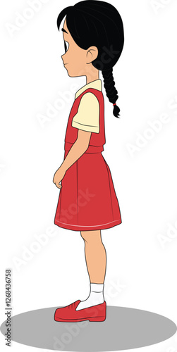 A little girl side pose cartoon character design