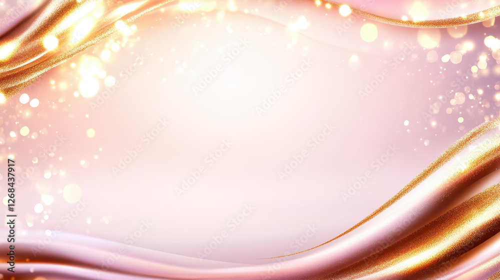 Obraz premium Pastel pink and champagne gold ombre effect with sparkling bokeh lights