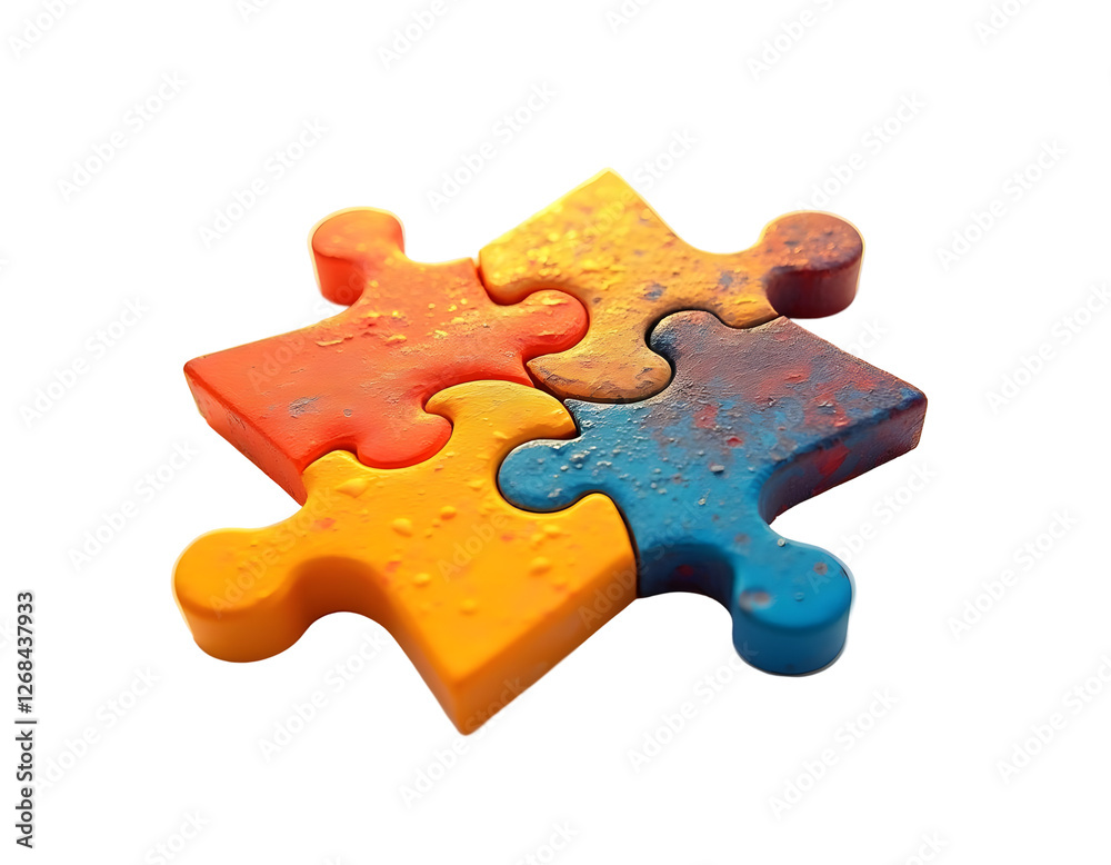 Fototapeta premium Colorful Interlocking Puzzle Pieces: A Symbol of Unity and Collaboration