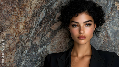Wallpaper Mural Woman, dark hair, stylish blazer, marble background, portrait Torontodigital.ca