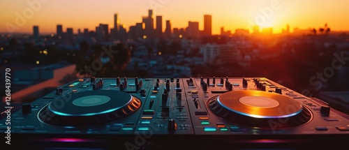 Sunset Cityscape DJ Mixer