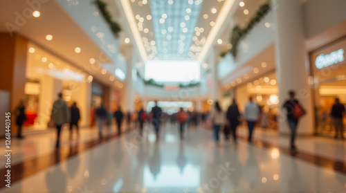 Wallpaper Mural Busy shopping mall interior with blurred shoppers walking through a stylish contemporary retail space filled with bright lights and vibrant atmosphere Torontodigital.ca