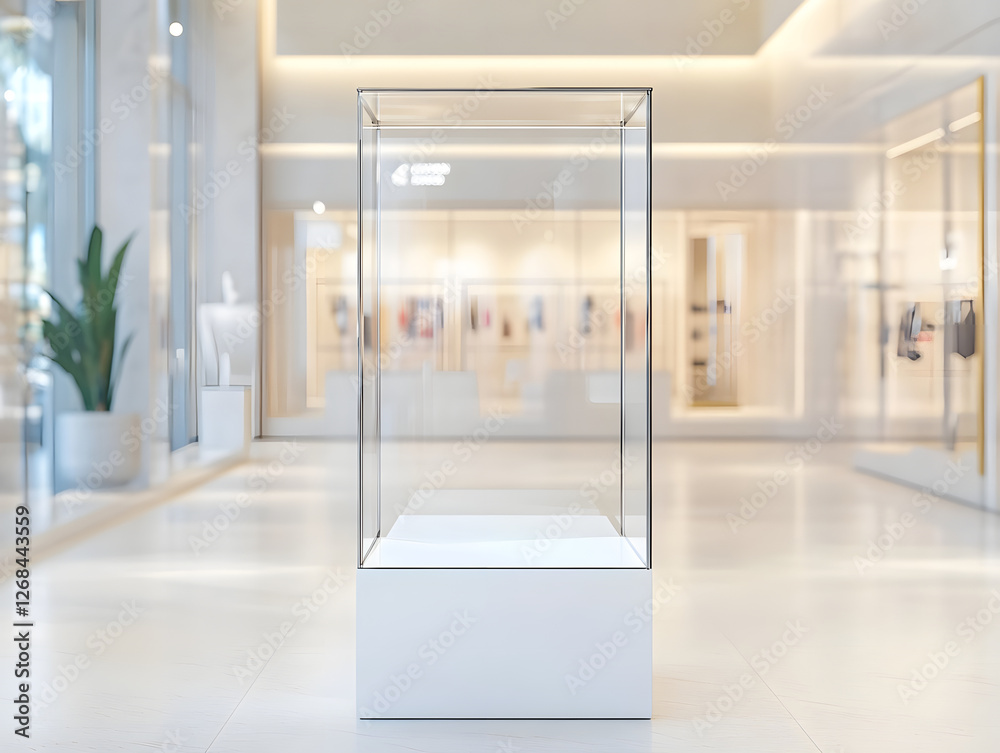 modern retail showcase under soft lighting, emphasizing minimalism and elegance. empty display highlights spacious interior design modern retail showcase under soft lighting, emphasizing minimalism and elegance. empty display highlights spacious interior design