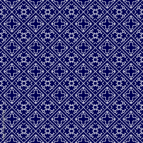 stitch Japanese Sashiko pattern embroidery abstract seamless geometric ornaments white stitch line artwork indigo blue background fashion design template decoration hand drawn printed needlework quilt