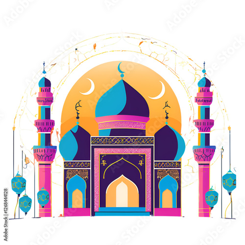 Colorful taj mahal mosque in india