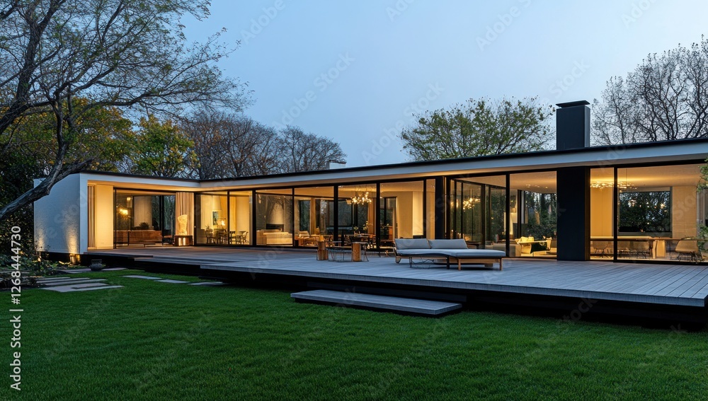 Modern Minimalist House at Dusk Modern Minimalist House at Dusk