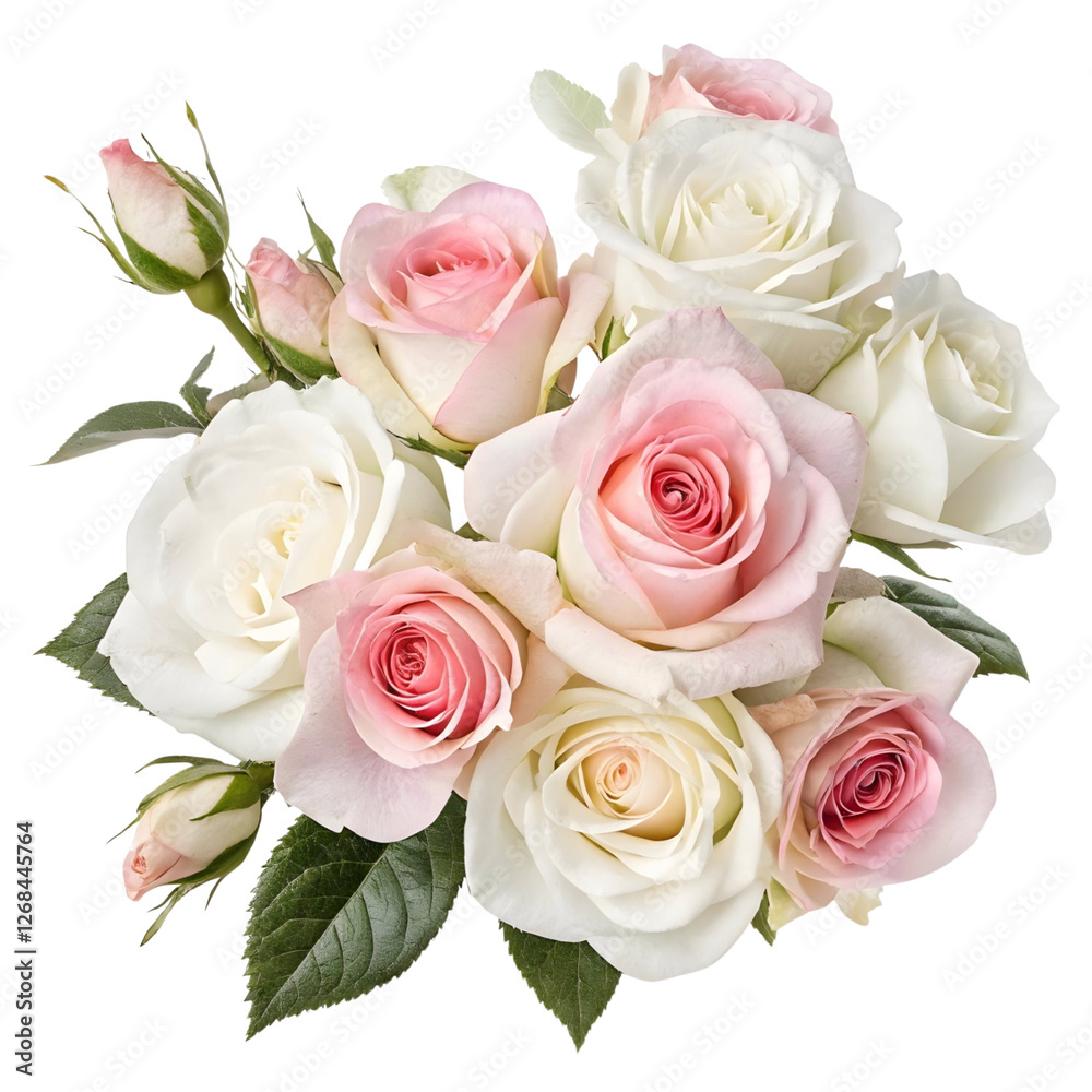 Beautiful bouquet of soft pink and white roses arranged elegantly for a special occasion in a bright setting Beautiful bouquet of soft pink and white roses arranged elegantly for a special occasion in a bright setting