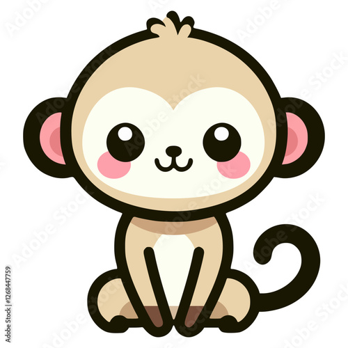 cute gibbon mammal wild animal flat color vector illustration template design