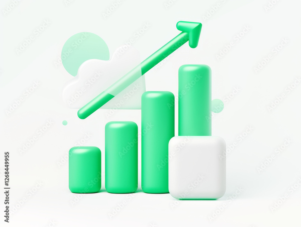 3D Business Growth & Financial Success Charts with Upward Arrows 3D Business Growth & Financial Success Charts with Upward Arrows