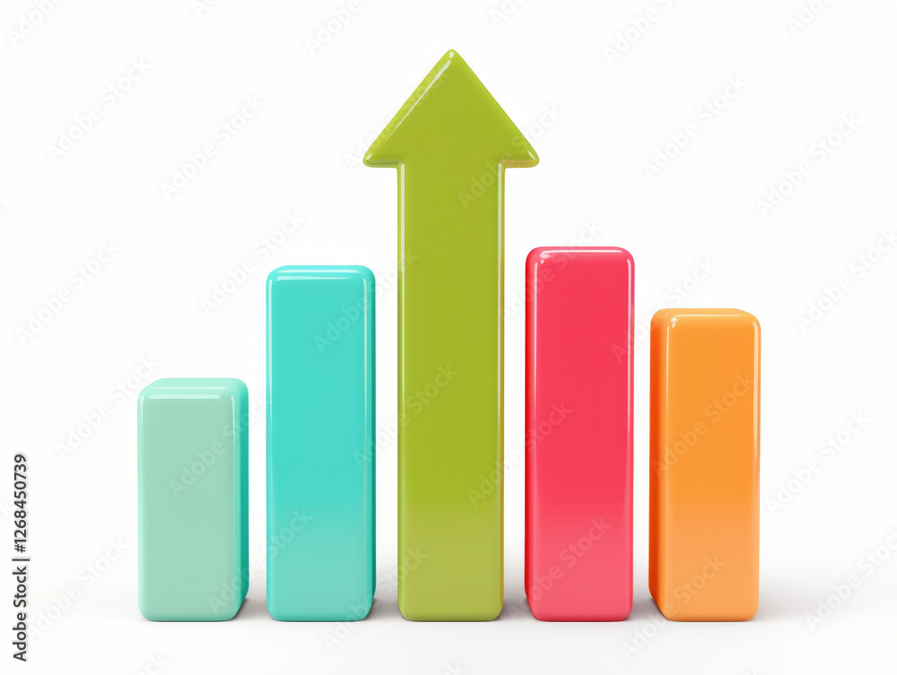 3D Business Growth & Financial Success Charts with Upward Arrows 3D Business Growth & Financial Success Charts with Upward Arrows