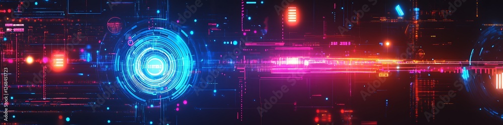 Obraz premium Abstract Digital Network Interface Futuristic Design