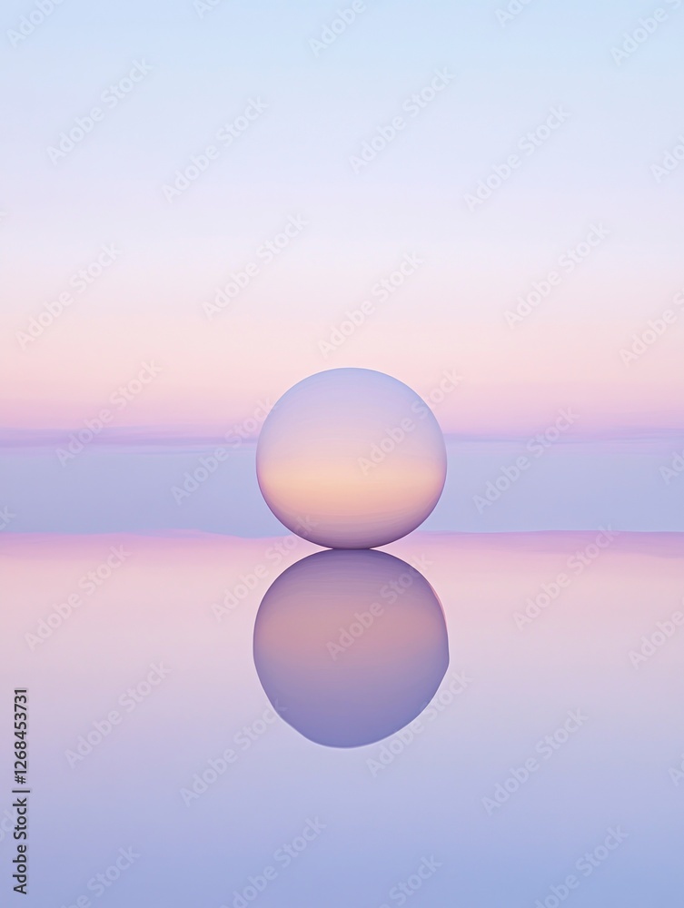 A minimalist composition featuring an illuminated sphere floating on the horizon, surrounded by soft gradient colors of blue and purple. A minimalist composition featuring an illuminated sphere floating on the horizon, surrounded by soft gradient colors of blue and purple.