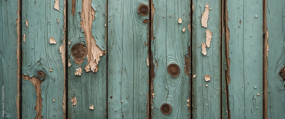 close-up view of a weathered wooden surface, featuring horizontal planks with a distressed, peeling paint finish. The predominant color is a faded green, interspersed with patches of exposed wood and close-up view of a weathered wooden surface, featuring horizontal planks with a distressed, peeling paint finish. The predominant color is a faded green, interspersed with patches of exposed wood and