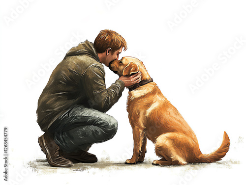 A heartwarming moment between a man and his dog sharing love and affection in a joyful interaction.