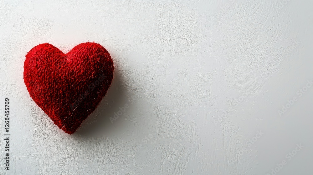 Fototapeta premium A red heart symbol on a white background, representing love and care