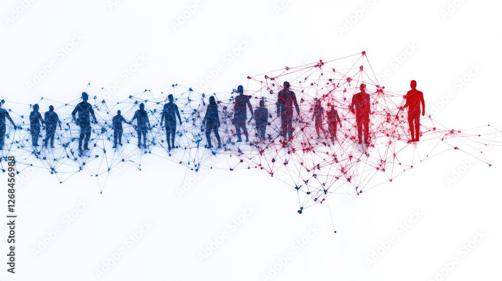 Obraz premium Abstract Digital Art of Diverse Business Team Collaboration for Creative Solutions and Growth with Ample Copy Space