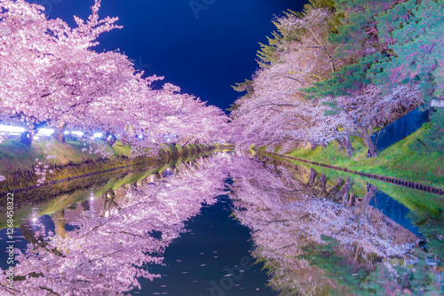 弘前公園の美しい夜桜 photo