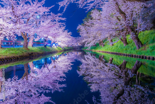 弘前公園の美しい夜桜 photo