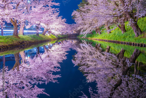 弘前公園の美しい夜桜 photo