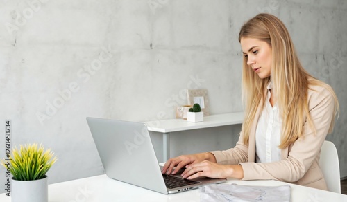 Modern and Ambitious Businesswoman Working from a Stylish Office with a Minimalist Touch