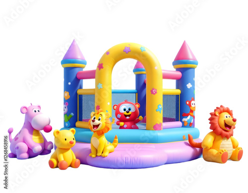 Inflatable Castle Playset with Adorable Animal Friends photo