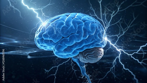 human brain by electric currents and lightning bolts ai generated